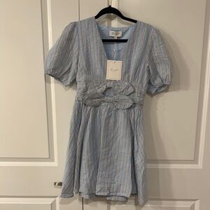 NWT Bright the label size M Blue Striped Dress